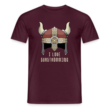 I Love Surströmming Wikinger Helm Schweden Hering - Männer T-Shirt - Ziegelrot - Vorne - AI Model Male 178 light (178cm)