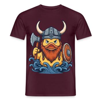 Viking-Ente mit Axt und Wellen - Männer T-Shirt - Ziegelrot - Vorne - AI Model Male 178 light (178cm)