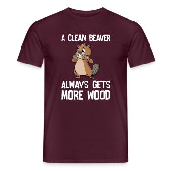 A Clean Beaver Always Gets More Wood Biber Holz - Männer T-Shirt - Ziegelrot - Vorne - AI Model Male 178 light (178cm)