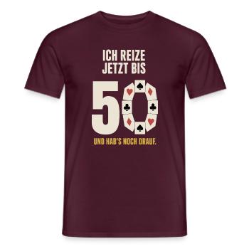 Ich reize jetzt bis 50 – Skat 50. Geburtstag - Männer T-Shirt - Ziegelrot - Vorne - AI Model Male 178 light (178cm)