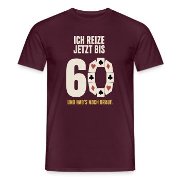 Skat 60. Geburtstag – Ich reize jetzt bis 60 - Männer T-Shirt - Ziegelrot - Vorne - AI Model Male 178 light (178cm)