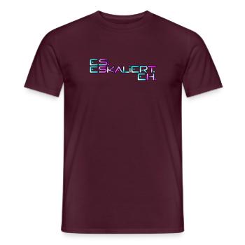 Neon Eskalert Signage - Männer T-Shirt - Ziegelrot - Vorne - AI Model Male 178 light (178cm)