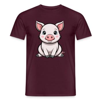Süßes Baby-Schweinchen - Männer T-Shirt - Ziegelrot - Vorne - AI Model Male 178 light (178cm)