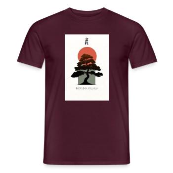 Japanischer Bonsai - Rooted in Stillness - Männer T-Shirt - Ziegelrot - Vorne - AI Model Male 178 light (178cm)