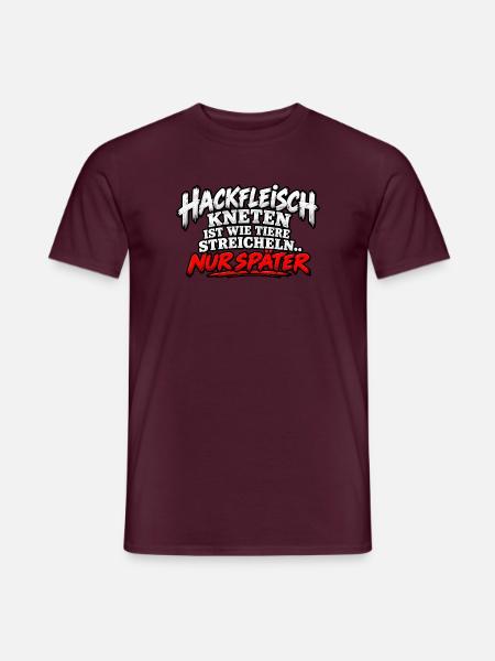 Hackfleisch Kneten Spruch T-Shirt - Männer T-Shirt - Ziegelrot