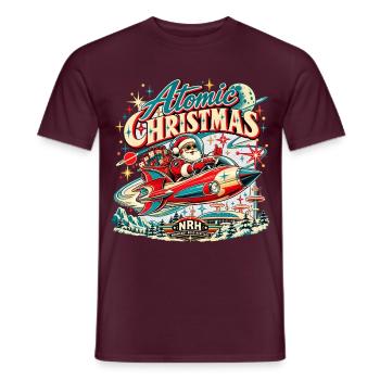 Atomic Christmas NRH Santa Rocket - Männer T-Shirt - Ziegelrot - Vorne - AI Model Male 178 light (178cm)