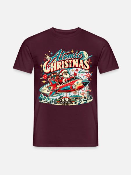 Atomic Christmas NRH Santa Rocket - Männer T-Shirt - Ziegelrot