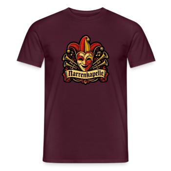Narrenkapelle Fasching Narrenmaske Linolschnitt - Männer T-Shirt - Ziegelrot - Vorne - AI Model Male 178 light (178cm)