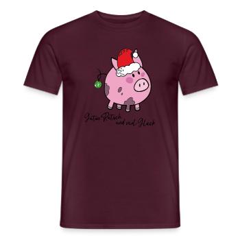  Schweinchen mit Weihnachtsmütze - Männer T-Shirt - Ziegelrot - Vorne - AI Model Male 178 light (178cm)