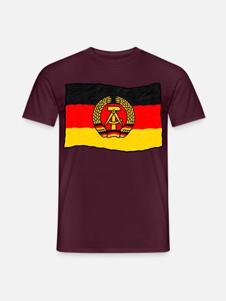 DDR Flagge – Handgezeichnet im Kinderstil - Männer T-Shirt - Ziegelrot