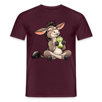 Esel mit Matcha Latte – Süßer Teegenuss - Männer T-Shirt - Ziegelrot - Vorne - AI Model Male 178 light (178cm)