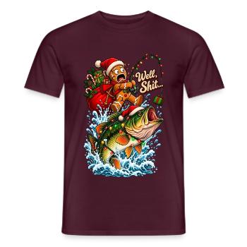 Well Shit Gingerbread Fishing Christmas Bass Humor - Männer T-Shirt - Ziegelrot - Vorne - AI Model Male 178 light (178cm)