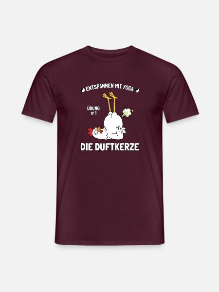 Hühner Yoga Duftkerze - Männer T-Shirt - Ziegelrot