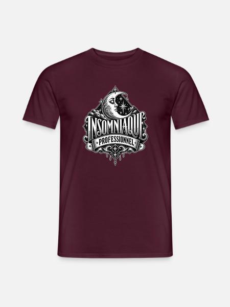 Professioneller Schlafloser (Schwarzweiß) - Männer T-Shirt - Ziegelrot