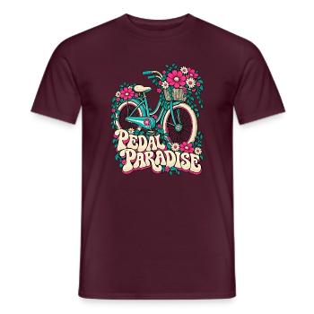 Pedal Paradise Blumenrad Illustration - Männer T-Shirt - Ziegelrot - Vorne - AI Model Male 178 light (178cm)