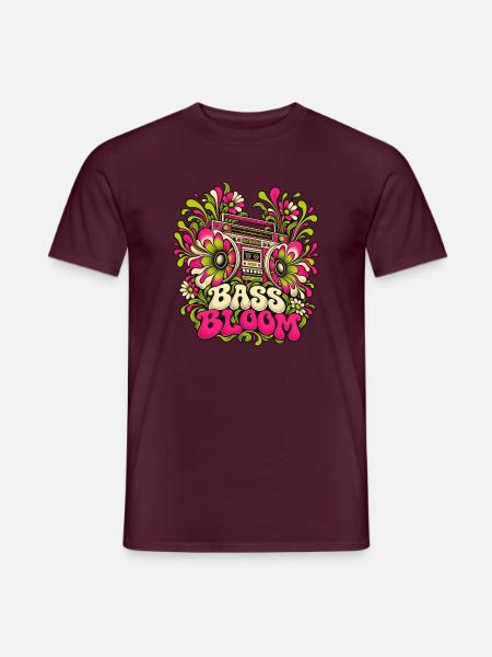 Bass Bloom Neon-Blüten Boombox - Männer T-Shirt - Ziegelrot