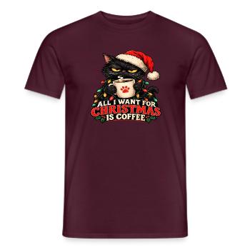 Katze und Weihnachtskaffee - Männer T-Shirt - Ziegelrot - Vorne - AI Model Male 178 light (178cm)