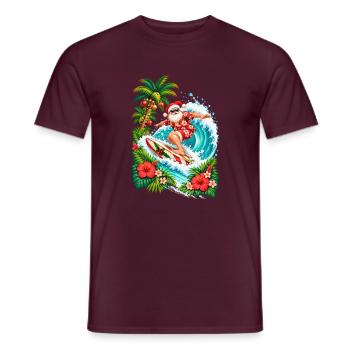 Santa reitet auf den Wellen – Tropisches Surf-Weihnachten - Männer T-Shirt - Ziegelrot - Vorne - AI Model Male 178 light (178cm)