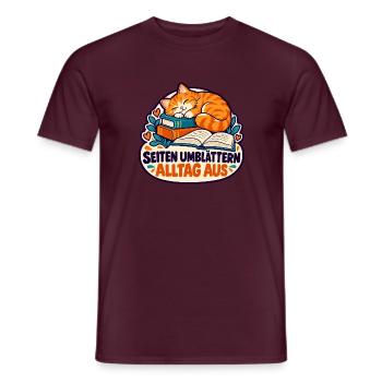 Lesekatze – Seiten umblättern, Alltag aus - Männer T-Shirt - Ziegelrot - Vorne - AI Model Male 178 light (178cm)