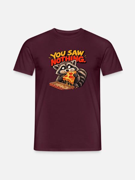 Pizza Thief Waschbär – Spaßiger Retro-Stil - Männer T-Shirt - Ziegelrot