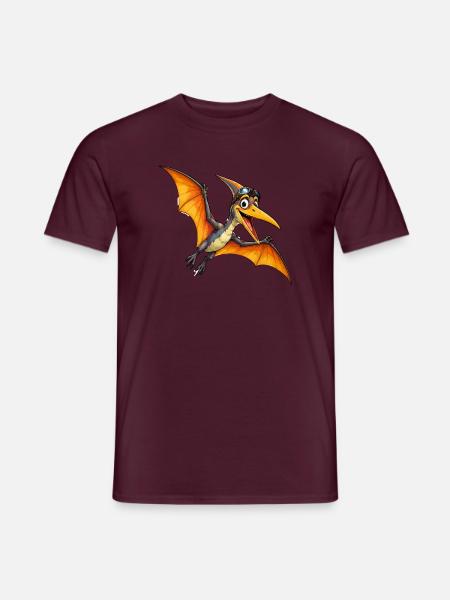 Dino mit Kopfhörer Sonnenbrille - Männer T-Shirt - Ziegelrot