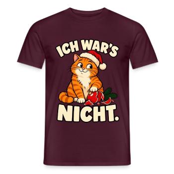 Ich war’s nicht – Lustige Weihnachtskatze - Männer T-Shirt - Ziegelrot - Vorne - AI Model Male 178 light (178cm)