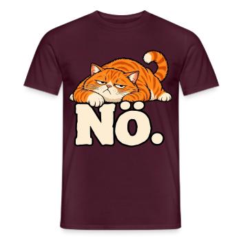 Nö – Lustige Katze mit schlechter Laune - Männer T-Shirt - Ziegelrot - Vorne - AI Model Male 178 light (178cm)