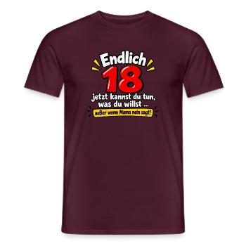 Endlich 18 - Männer T-Shirt - Ziegelrot - Vorne - AI Model Male 178 light (178cm)