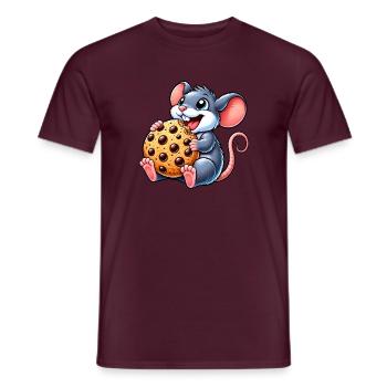 Süße Maus mit Keks Nachtisch Cartoon - Männer T-Shirt - Ziegelrot - Vorne - AI Model Male 178 light (178cm)