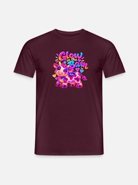 Kuh T-Shirt – Glow in the Barn Gummy Cow - Männer T-Shirt - Ziegelrot