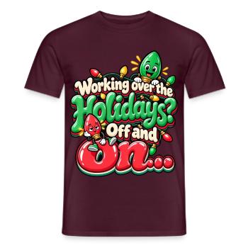 Feiertagsarbeit: Aus und An - Männer T-Shirt - Ziegelrot - Vorne - AI Model Male 178 light (178cm)