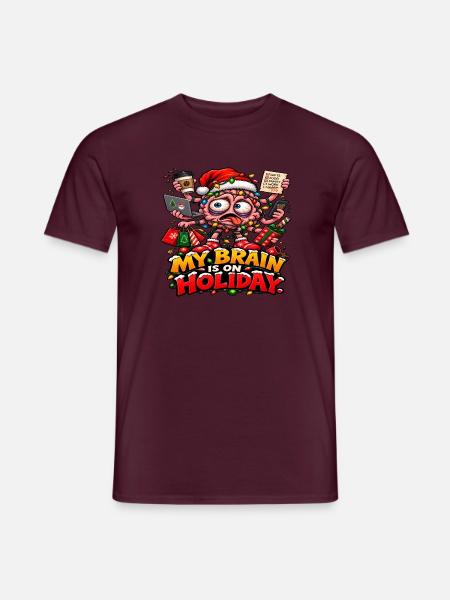 Weihnachtsgehirn im Urlaub - Männer T-Shirt - Ziegelrot
