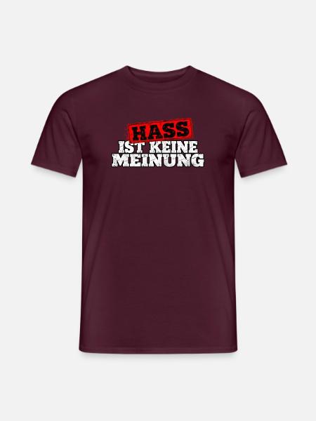 Hass ist keine Meinung - Männer T-Shirt - Ziegelrot
