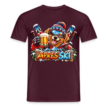 Retriever beim Après-Ski – Winterparty mit Ski - Männer T-Shirt - Ziegelrot - Vorne - AI Model Male 178 light (178cm)