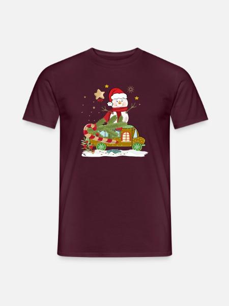 Schneemann Weihnachtsmann - Männer T-Shirt - Ziegelrot
