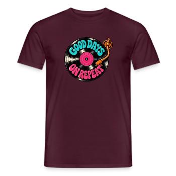 Good Days in Repeat: Vinyl Records - Männer T-Shirt - Ziegelrot - Vorne - AI Model Male 178 light (178cm)