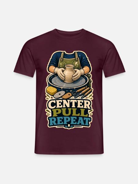 CENTER PULL REPEAT - Männer T-Shirt - Ziegelrot