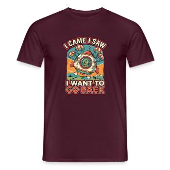 I Want To Go Back Alien UFO Retro Druck - Männer T-Shirt - Ziegelrot - Vorne - AI Model Male 178 light (178cm)