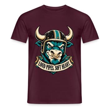 Biker Spruch - Loud Pipes Soft Heart - Männer T-Shirt - Ziegelrot - Vorne - AI Model Male 178 light (178cm)