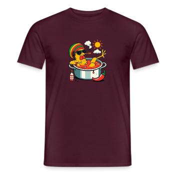 Cooles Huhn im Kochtopf mit Chili und Sonnenbrille - Männer T-Shirt - Ziegelrot - Vorne - AI Model Male 178 light (178cm)