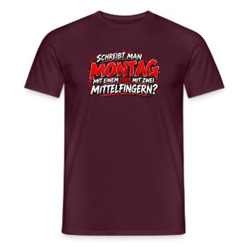 Montag Mittelfinger Provokationsdesign - Männer T-Shirt - Ziegelrot - Vorne - AI Model Male 178 light (178cm)