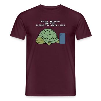 Soziale Batterie erschöpfte introvertierte Schildkröte - Männer T-Shirt - Ziegelrot - Vorne - AI Model Male 178 light (178cm)