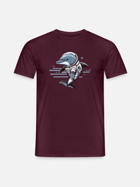 Delfin im Raumanzug – Blau - Männer T-Shirt - Ziegelrot