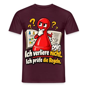 Lustiges Brettspiel Shirt - Ich prüfe die Regeln - Männer T-Shirt - Ziegelrot - Vorne - AI Model Male 178 light (178cm)