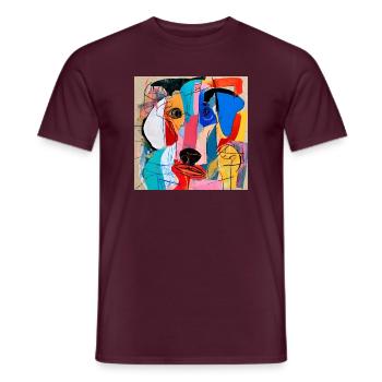 Abstraktes, farbenfrohes Porträt eines Labradors - Männer T-Shirt - Ziegelrot - Vorne - AI Model Male 178 light (178cm)