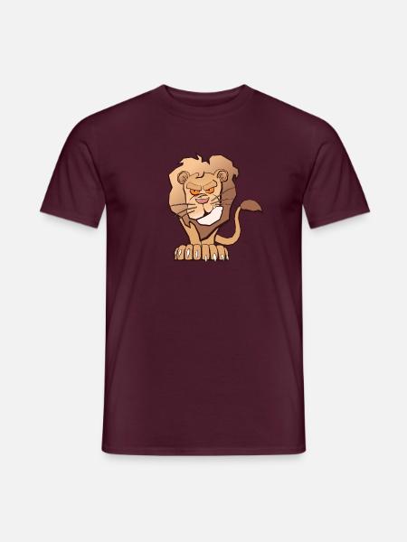 Grumpy Lion - Männer T-Shirt - Ziegelrot