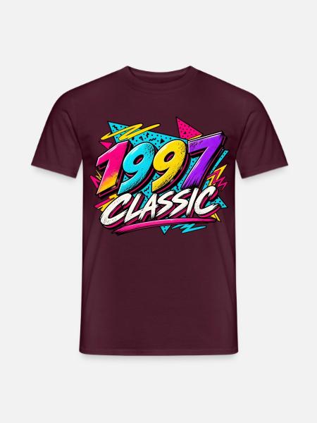 1997 Classic Neon Retro - Männer T-Shirt - Ziegelrot