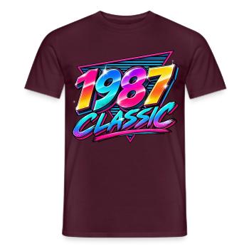 1987 Classic Neon Retro - Männer T-Shirt - Ziegelrot - Vorne - AI Model Male 178 light (178cm)