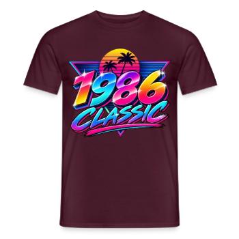 1986 Klassische Neonpalme - Männer T-Shirt - Ziegelrot - Vorne - AI Model Male 178 light (178cm)