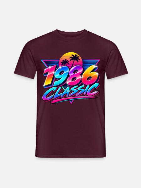 1986 Klassische Neonpalme - Männer T-Shirt - Ziegelrot
